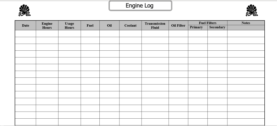 Boat Log - engine log page